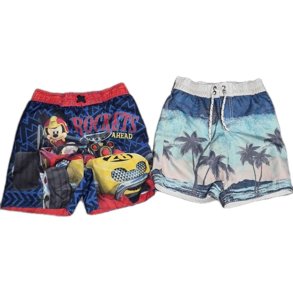 Boys Disney Mickey Mouse & Gap Swim Trunks Size 3-4T - 2 Trunks - Summer